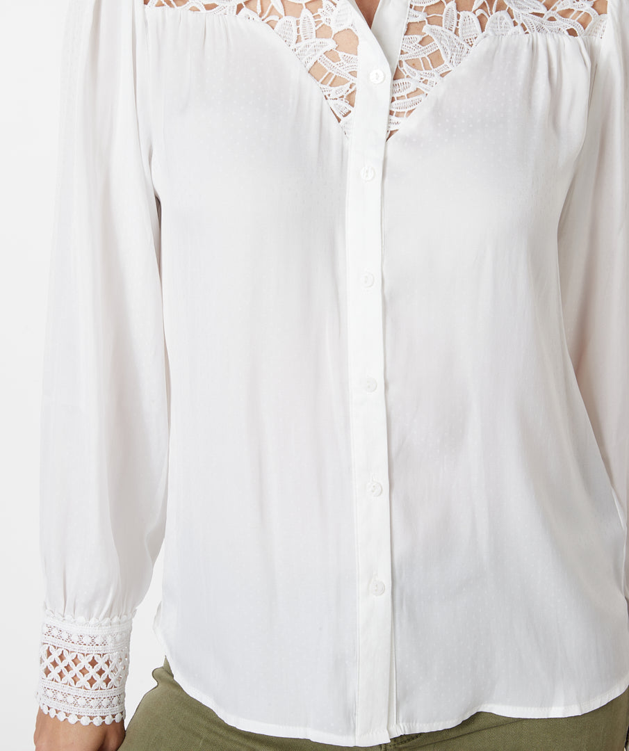 ESQUALO White Crochet Lace Blouse