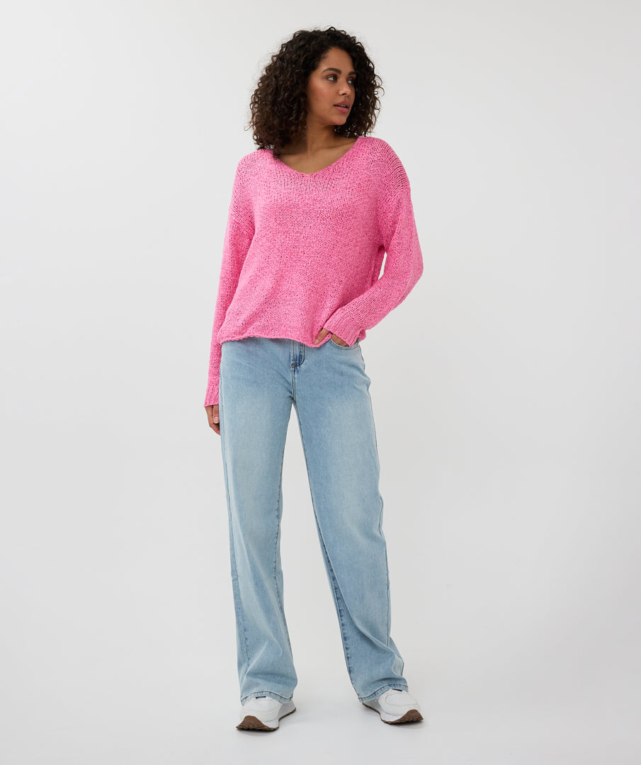 ESQUALO Pink V Neck Light Knit