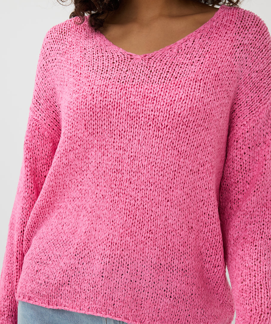 ESQUALO Pink V Neck Light Knit