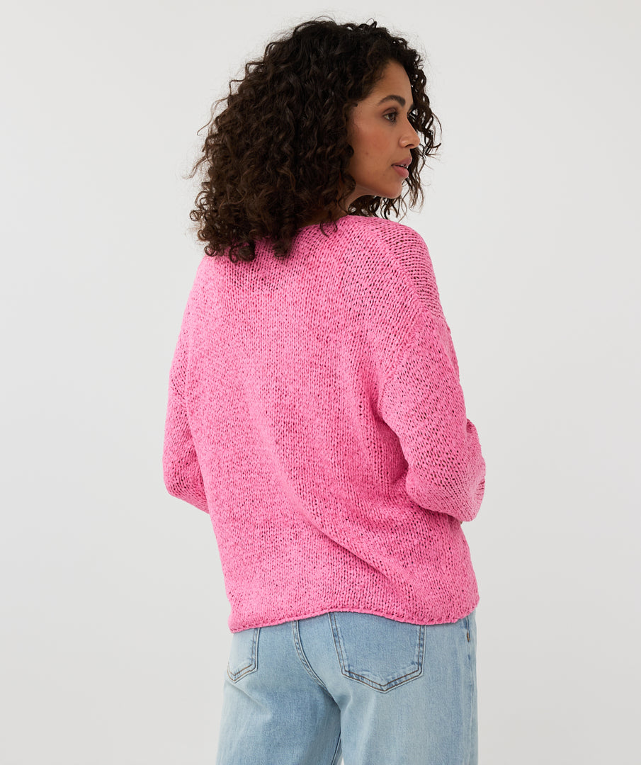 ESQUALO Pink V Neck Light Knit