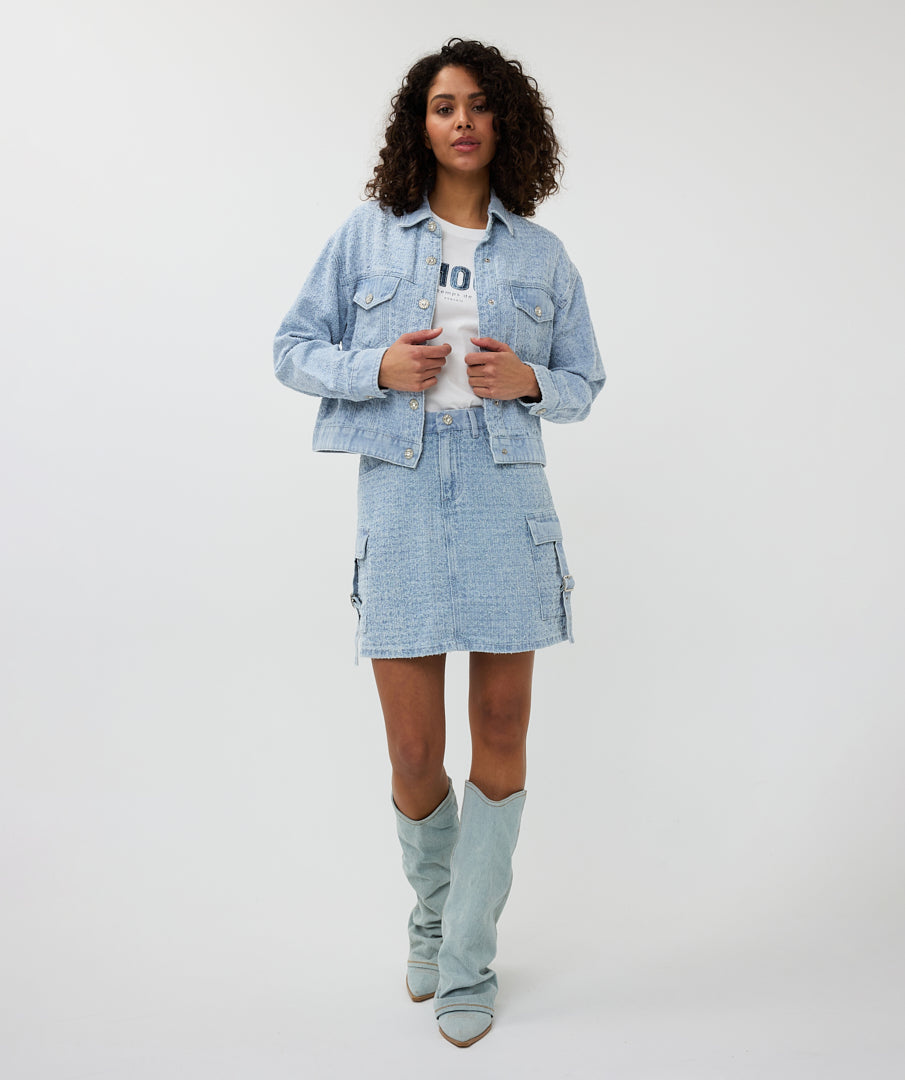 ESQUALO FREYA Lightwash Denim Cargo Skirt