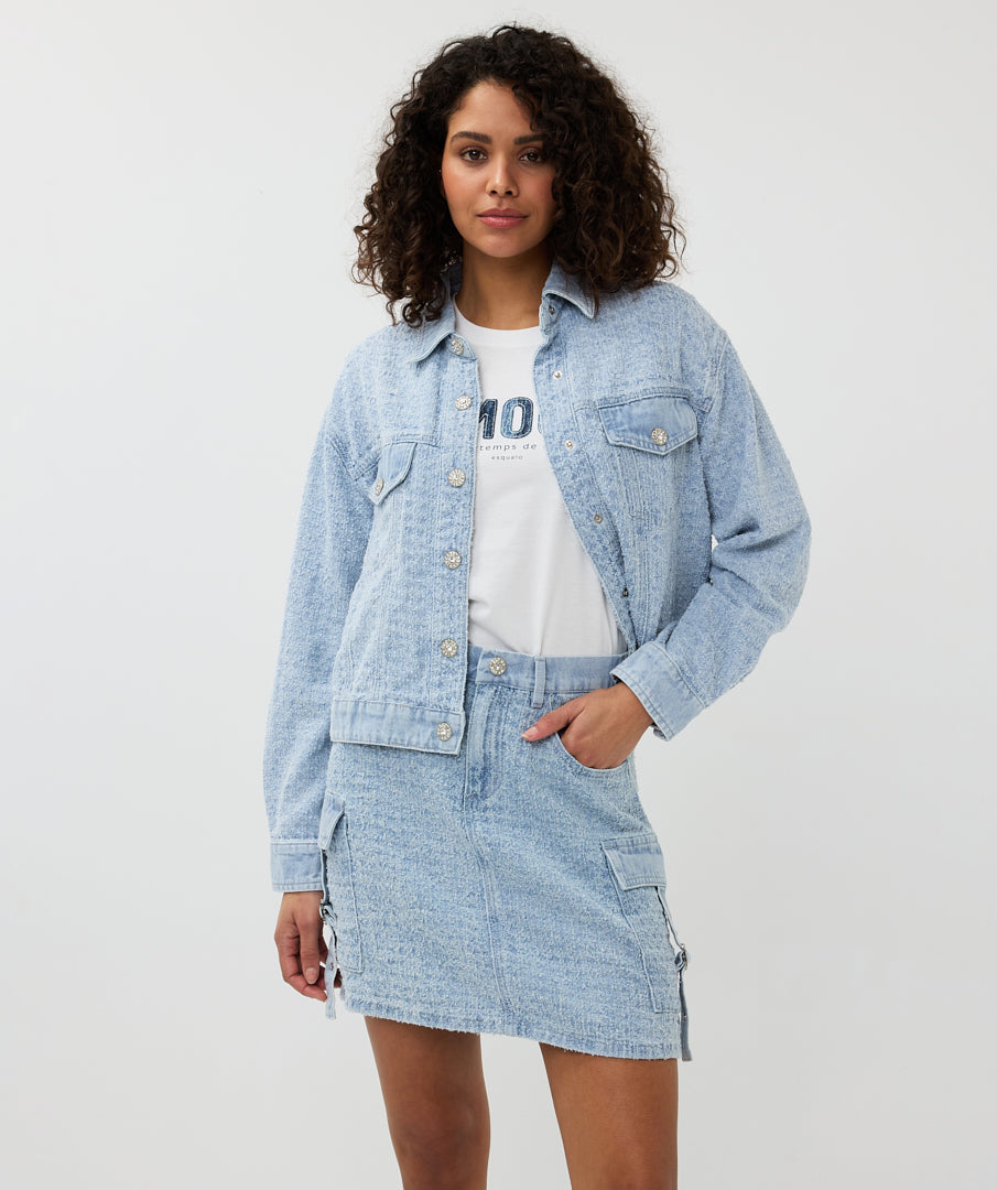 ESQUALO FREYA Lightwash Denim Cargo Skirt