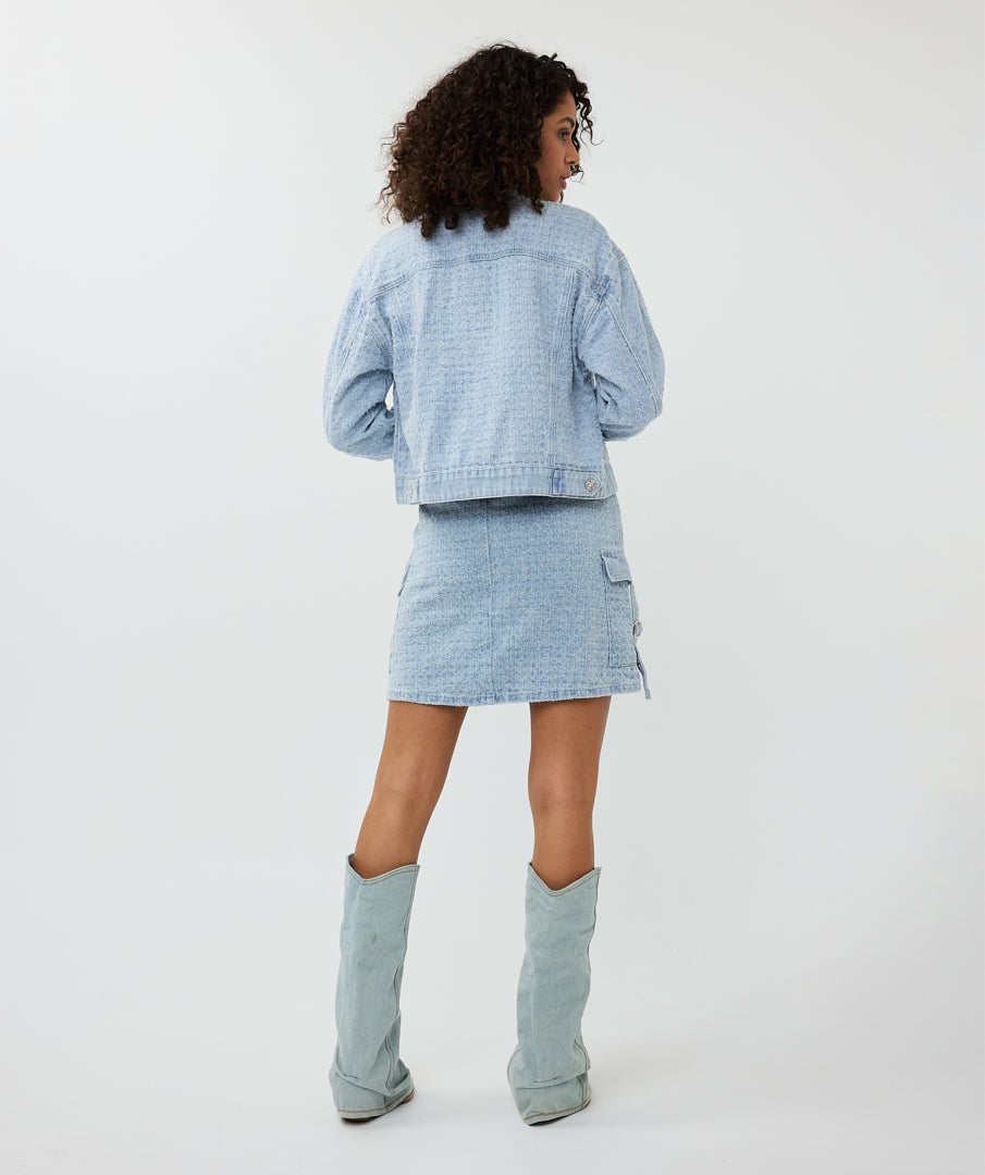 ESQUALO FREYA Lightwash Denim Cargo Skirt