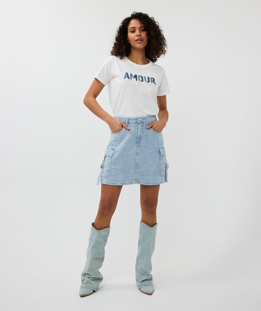 ESQUALO FREYA Lightwash Denim Cargo Skirt