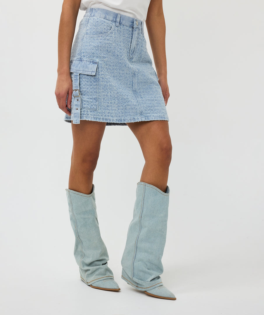 ESQUALO FREYA Lightwash Denim Cargo Skirt