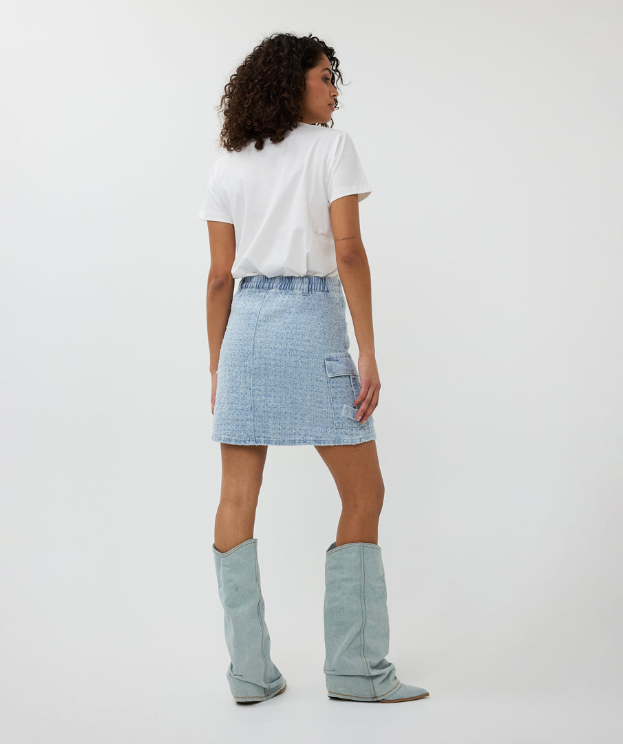 ESQUALO FREYA Lightwash Denim Cargo Skirt