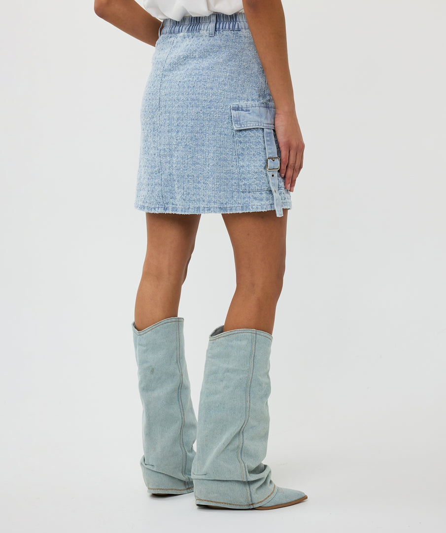 ESQUALO FREYA Lightwash Denim Cargo Skirt