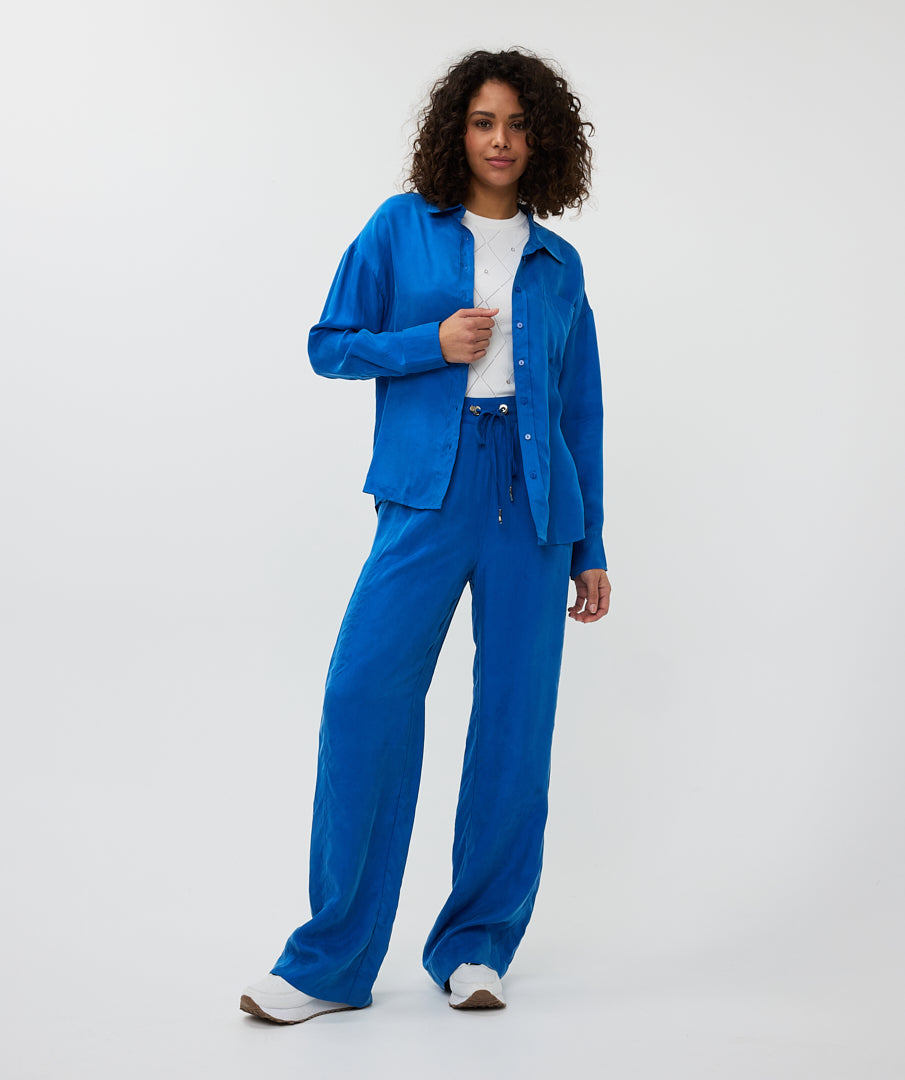 ESQUALO SAPHIRA Silky Cupro Satin Blouse