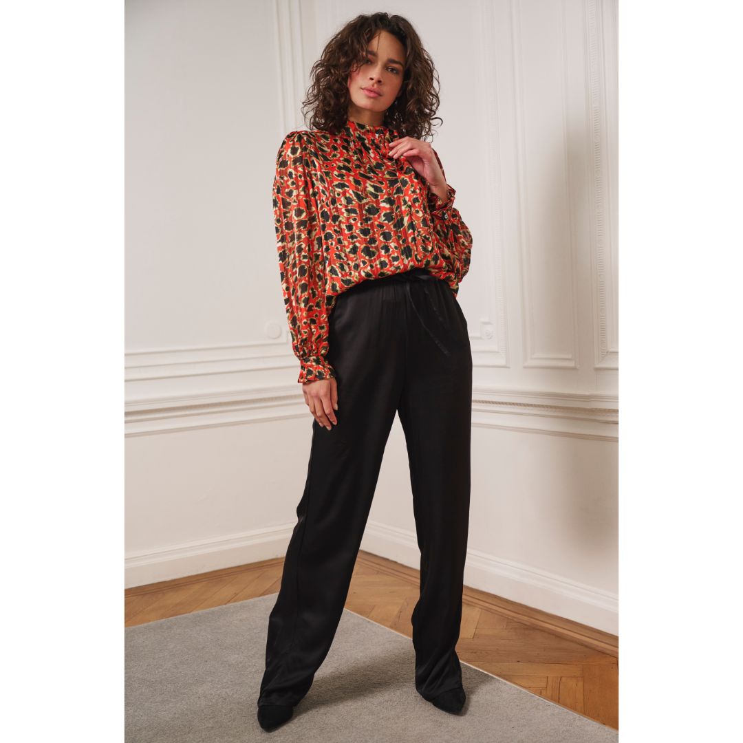 ESQUALO Black Sateen Trousers