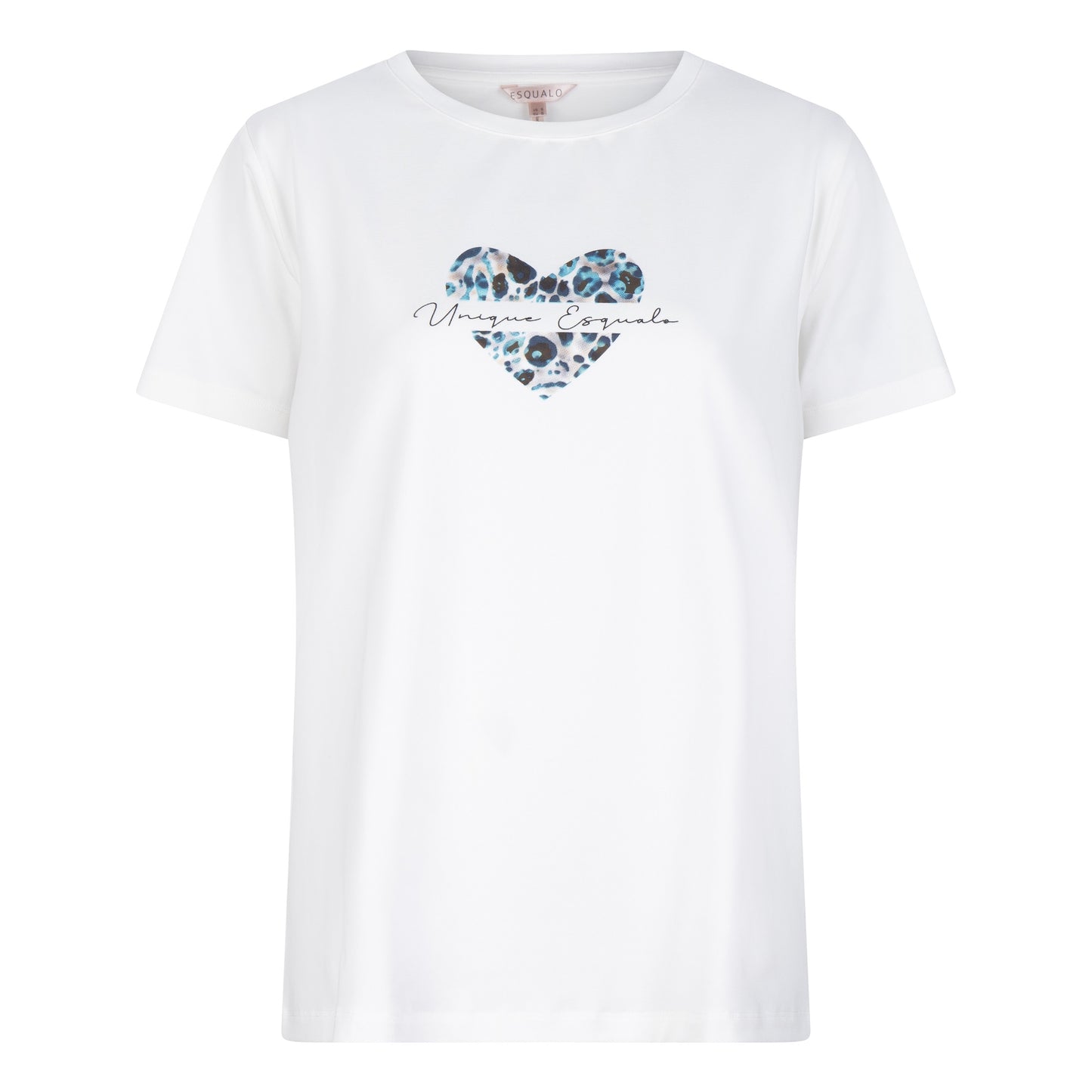 ESQUALO Teal & Khaki Leopard Heart Graphic Tee