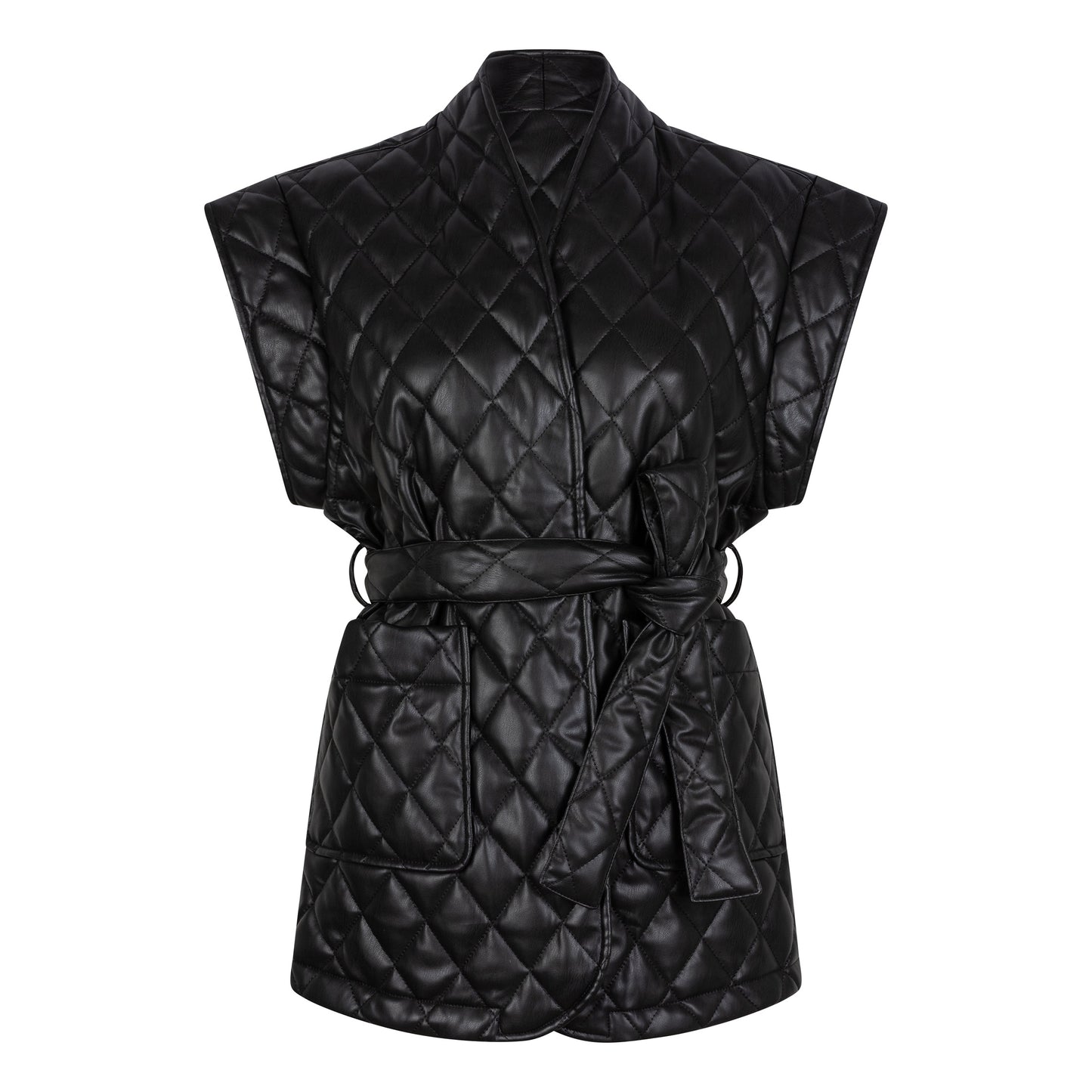 ESQUALO Quilted Faux Leather Vest