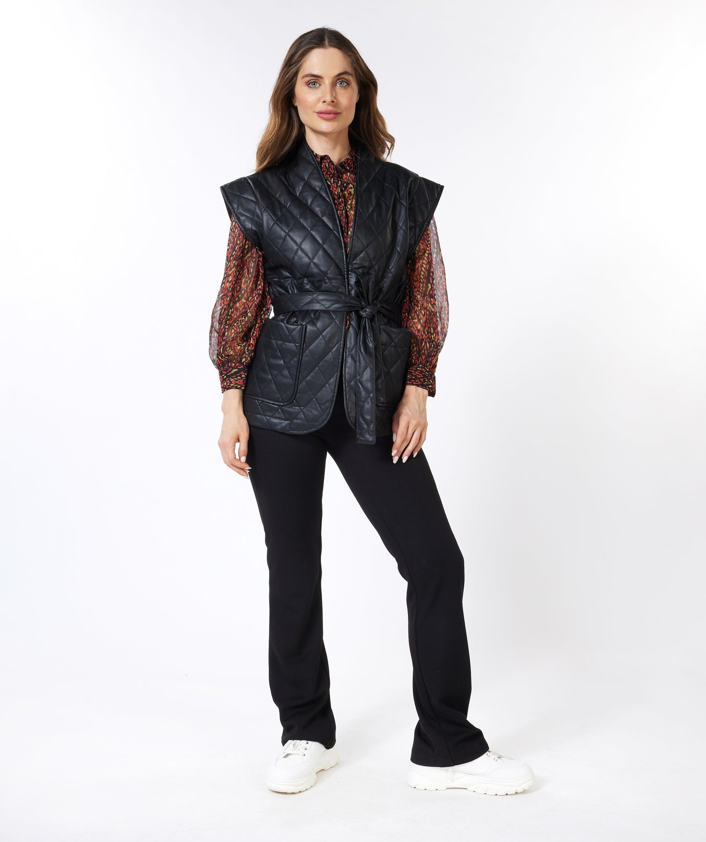 ESQUALO Quilted Faux Leather Vest