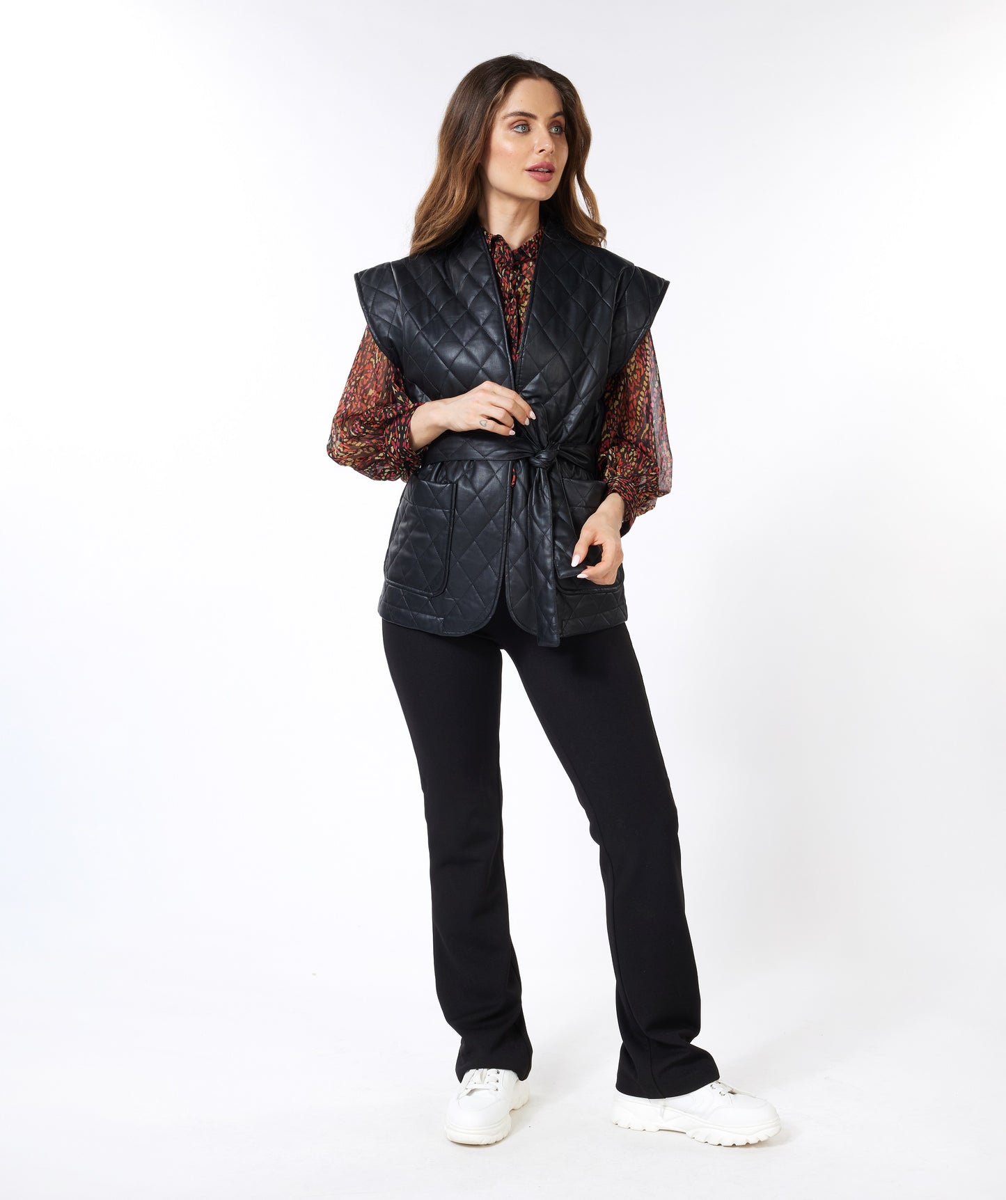 ESQUALO Quilted Faux Leather Vest