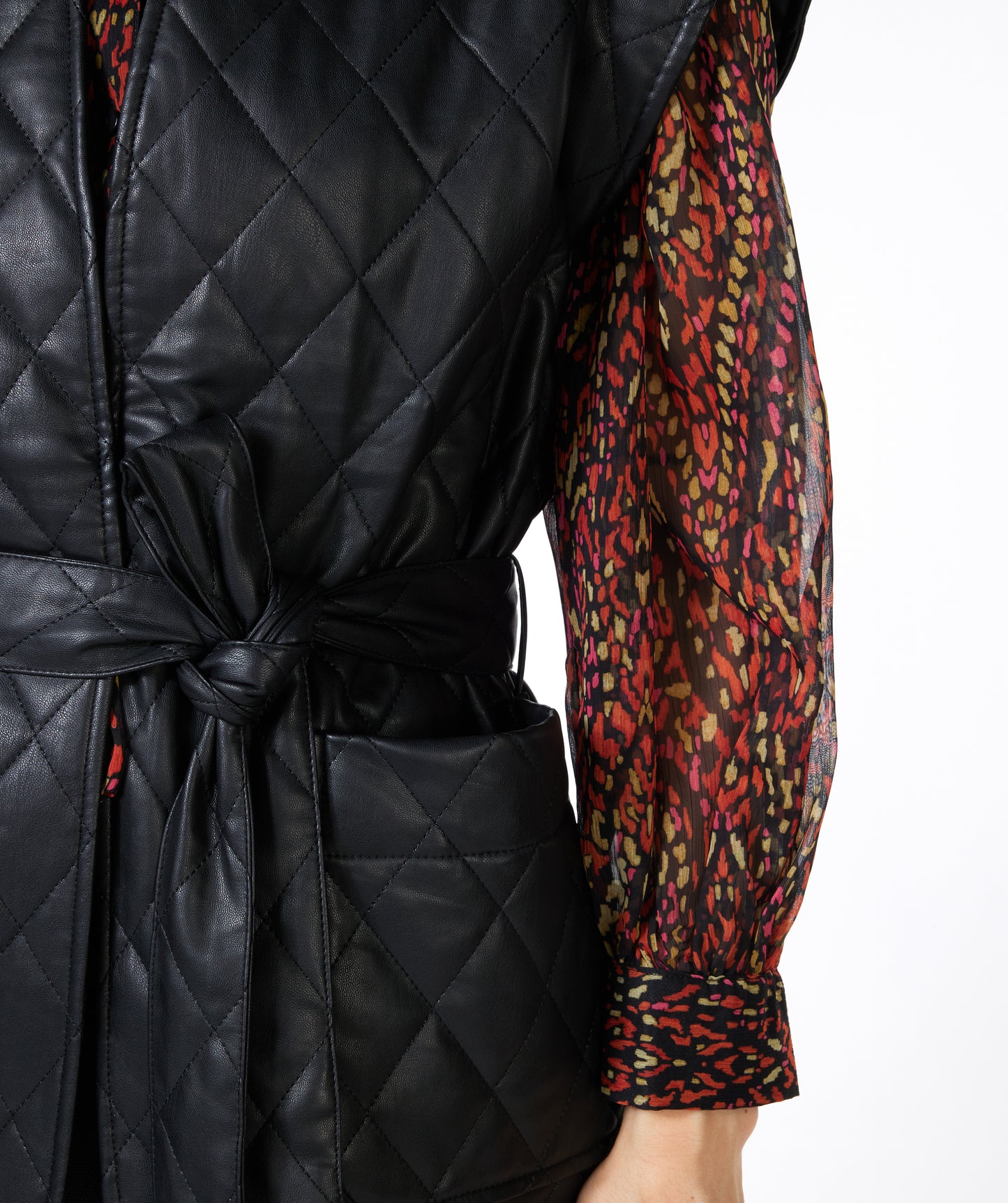 ESQUALO Quilted Faux Leather Vest