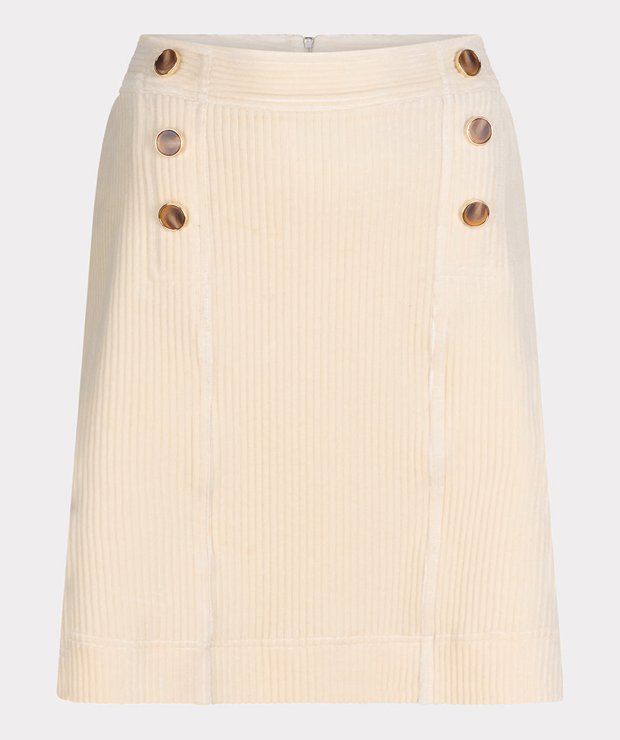 ESQUALO Cream Corduroy Mini Skirt