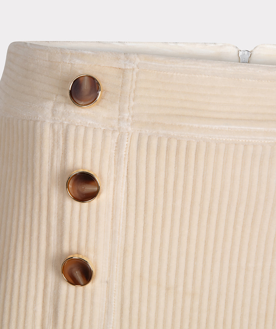 ESQUALO Cream Corduroy Mini Skirt