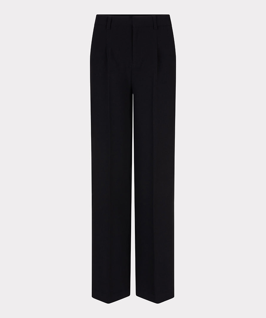 ESQUALO Black Wide Leg City Trousers