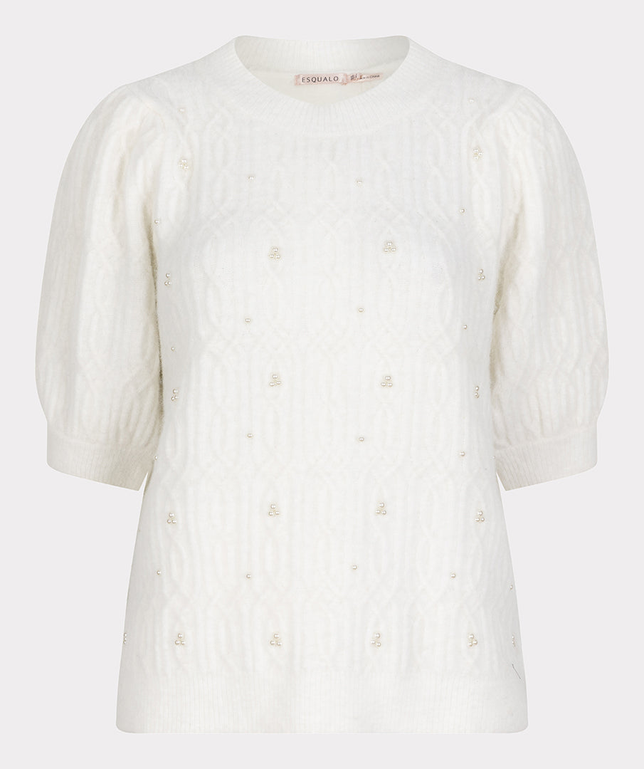 ESQUALO GABRIELLA White Pearl Soft Pullover Knit