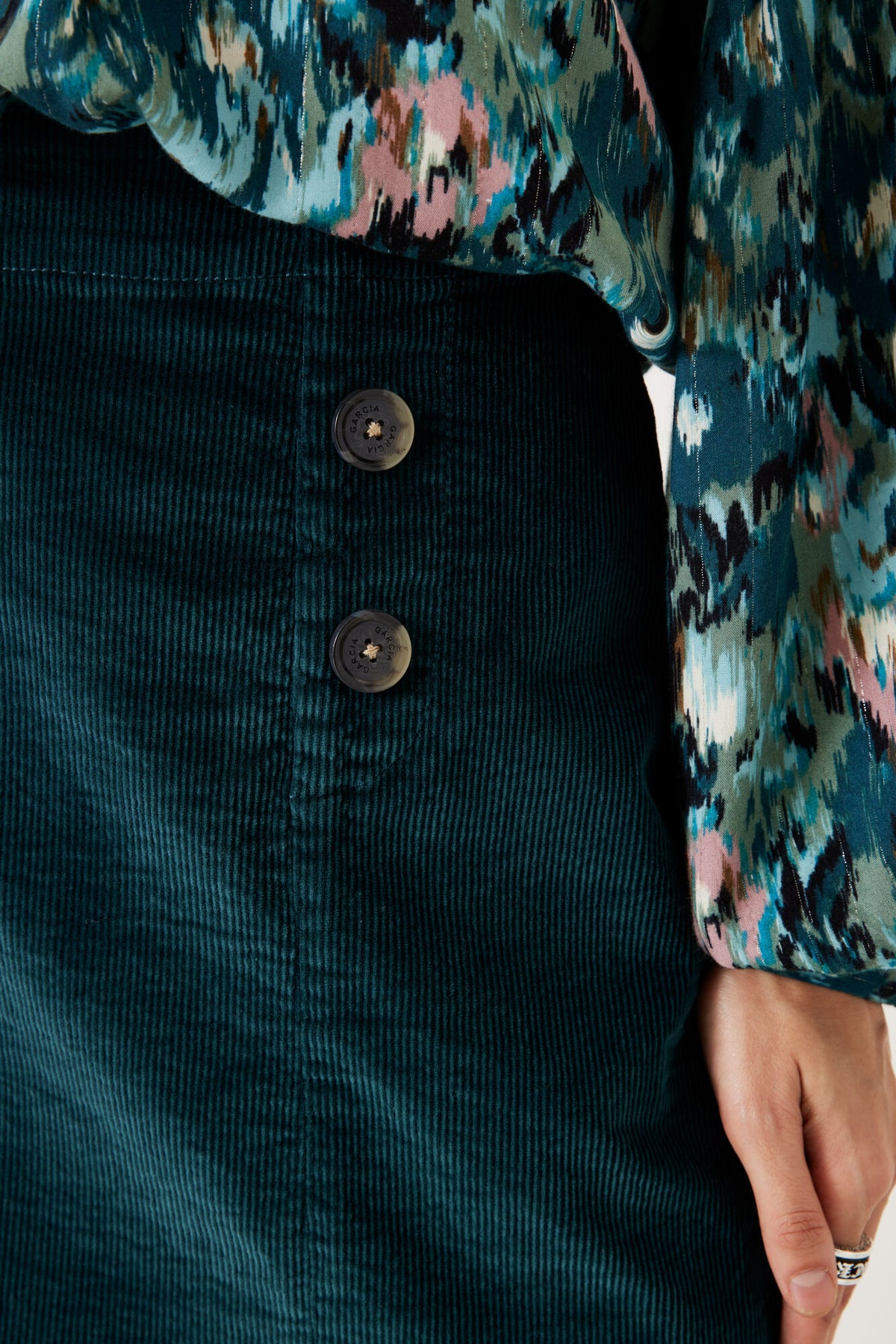 GARCIA Teal Corduroy Mini Skirt