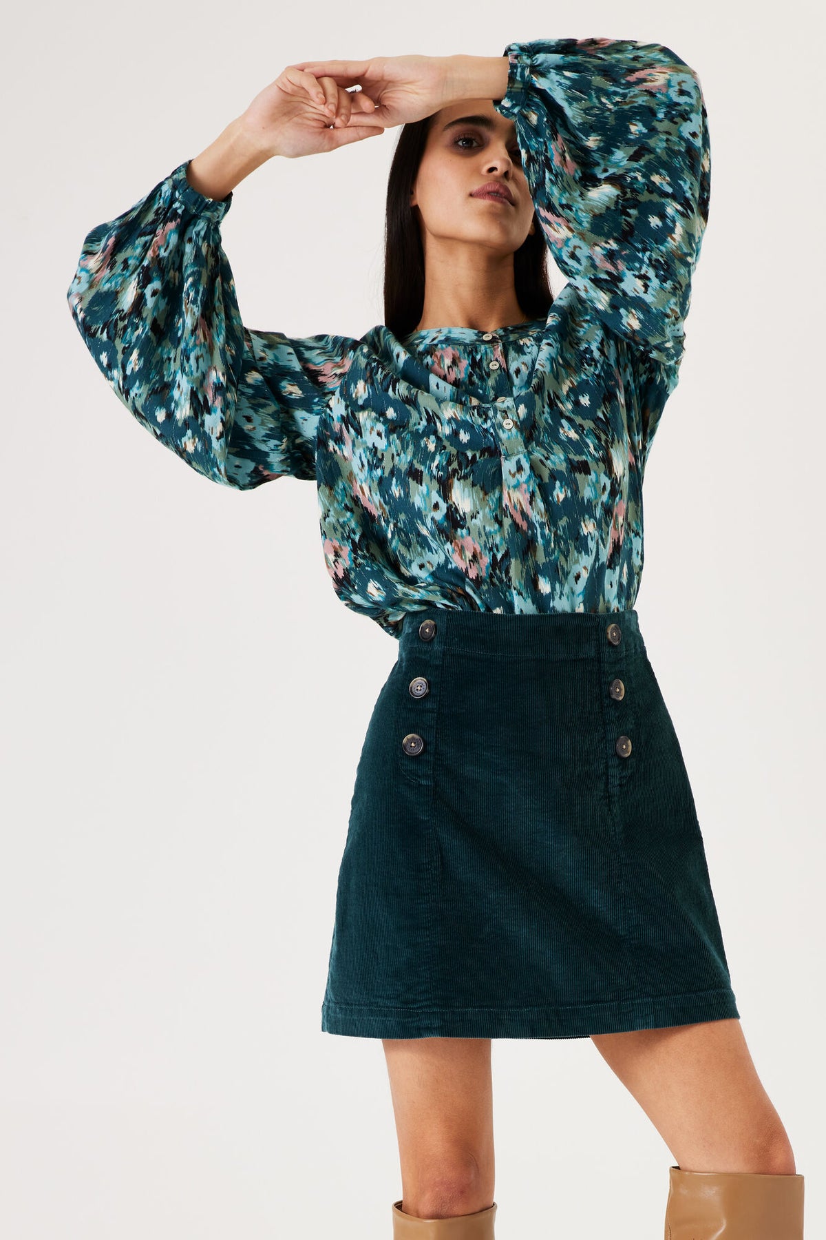 GARCIA Teal Corduroy Mini Skirt