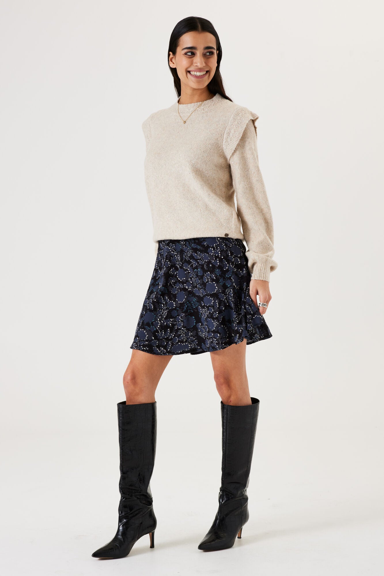 GARCIA Floral Midnight Print Mini Skirt