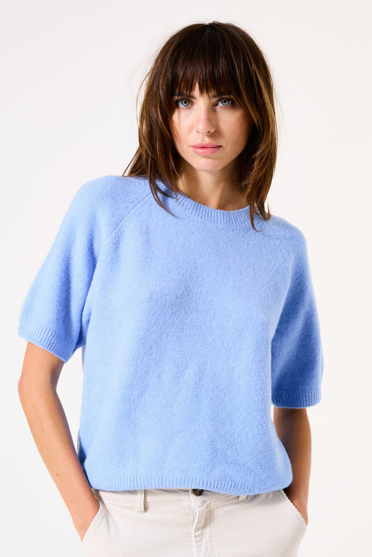GARCIA KRYSTAL Blue Short Sleeve Pullover Knit