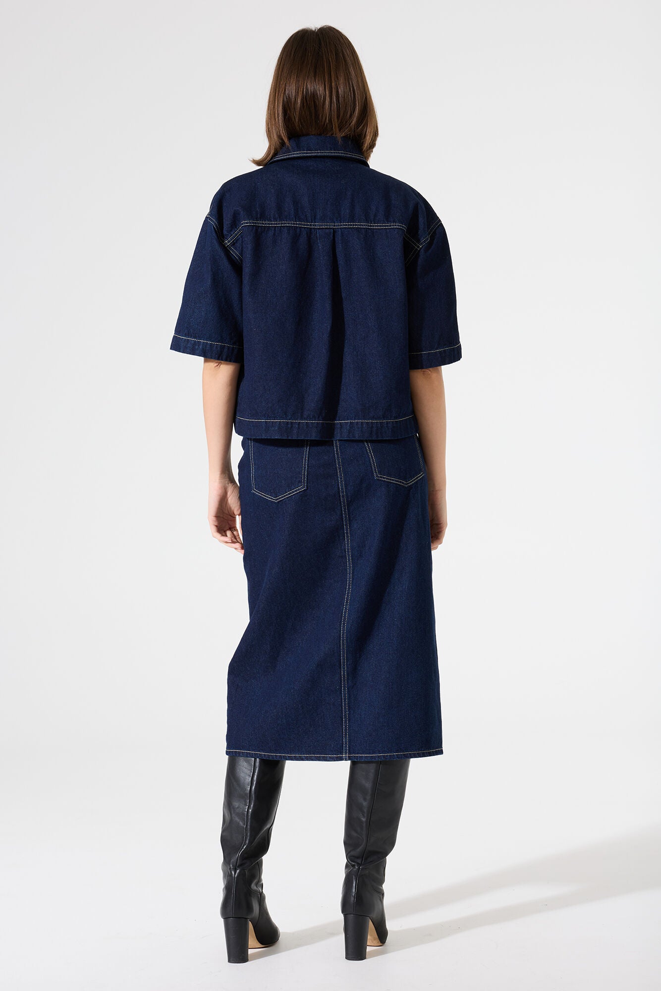 GARCIA CELINE Dark Denim Blue Midi Skirt