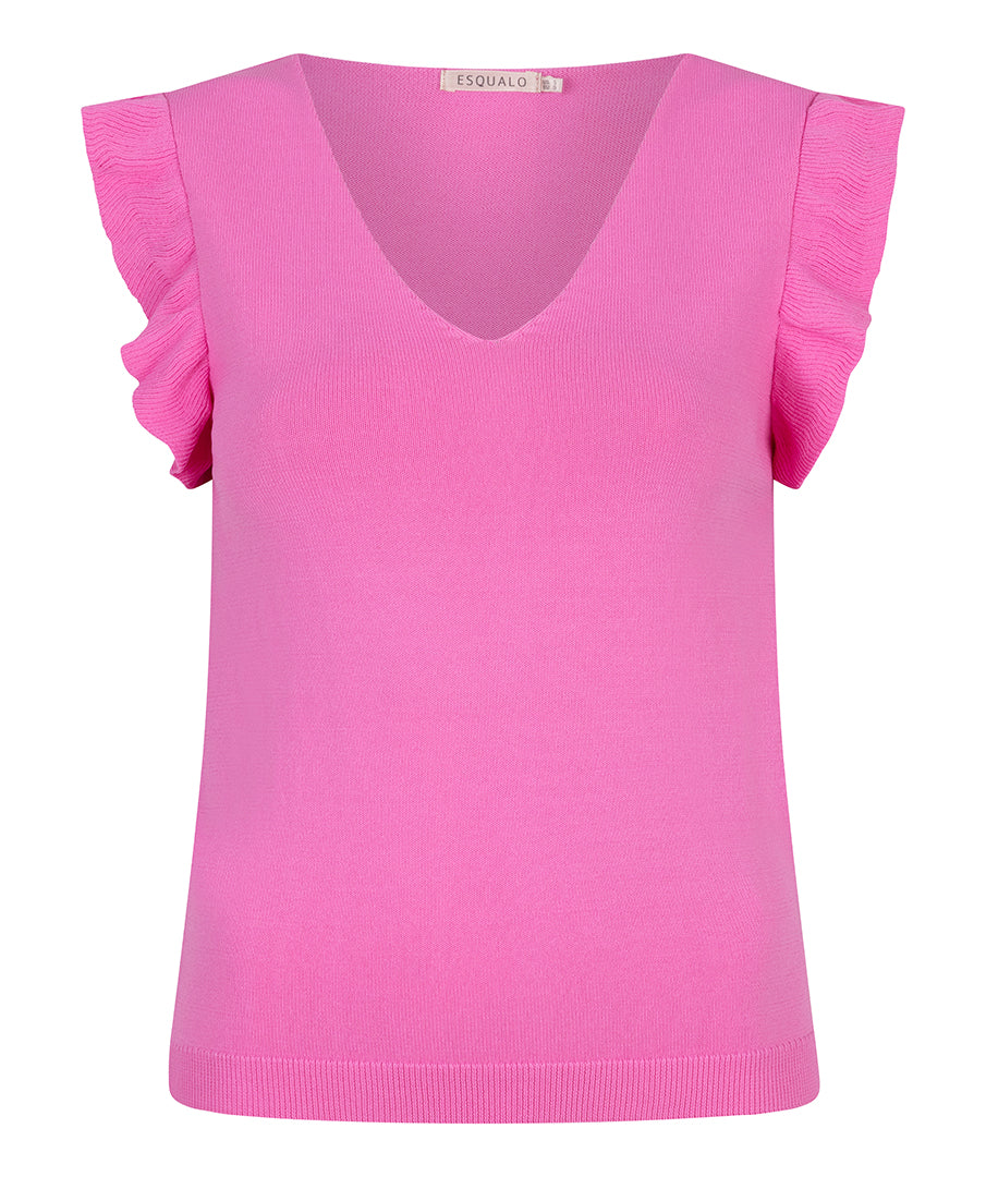 ESQUALO Ella Pink Ruffle Knit Cami