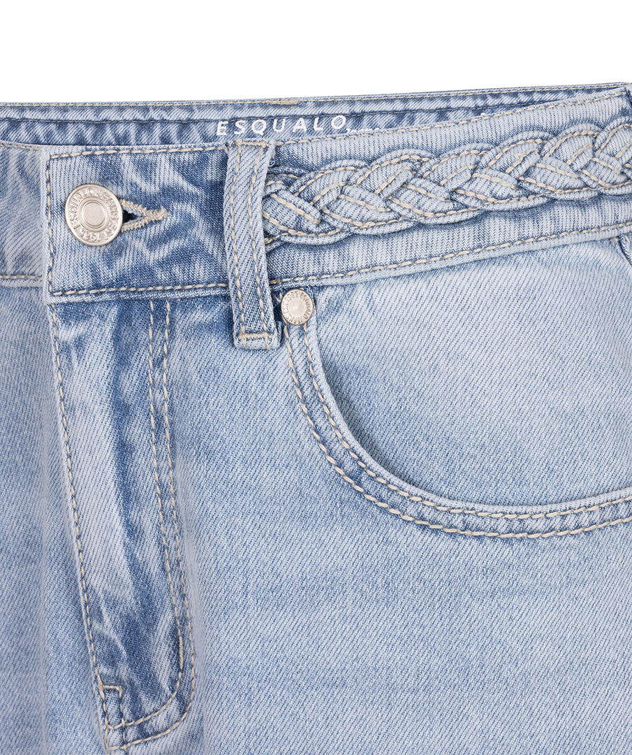 ESQUALO EMI Braided Lightwash Denim Short