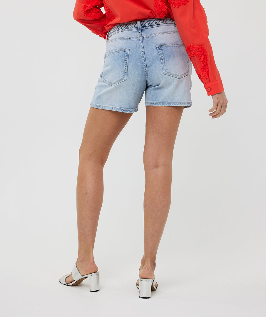 ESQUALO EMI Braided Lightwash Denim Short