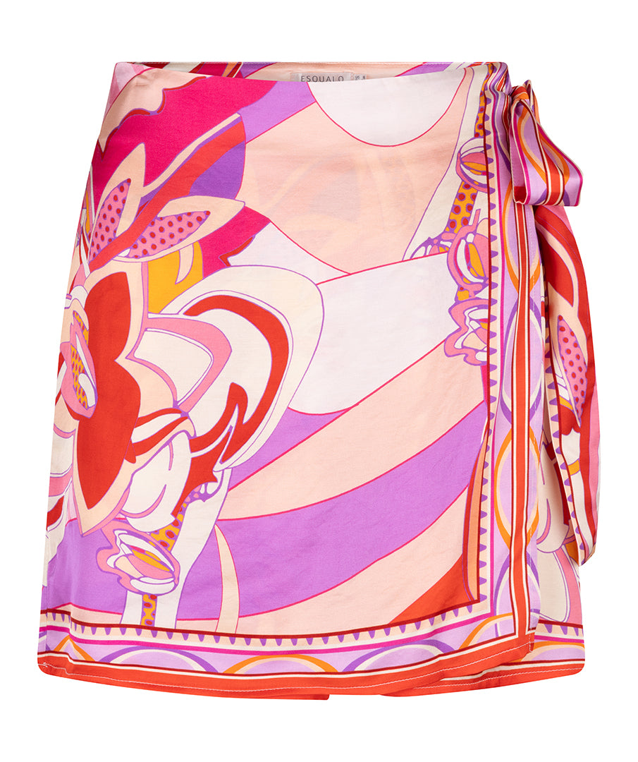 ESQUALO Solara Colorful Print Satin Skort