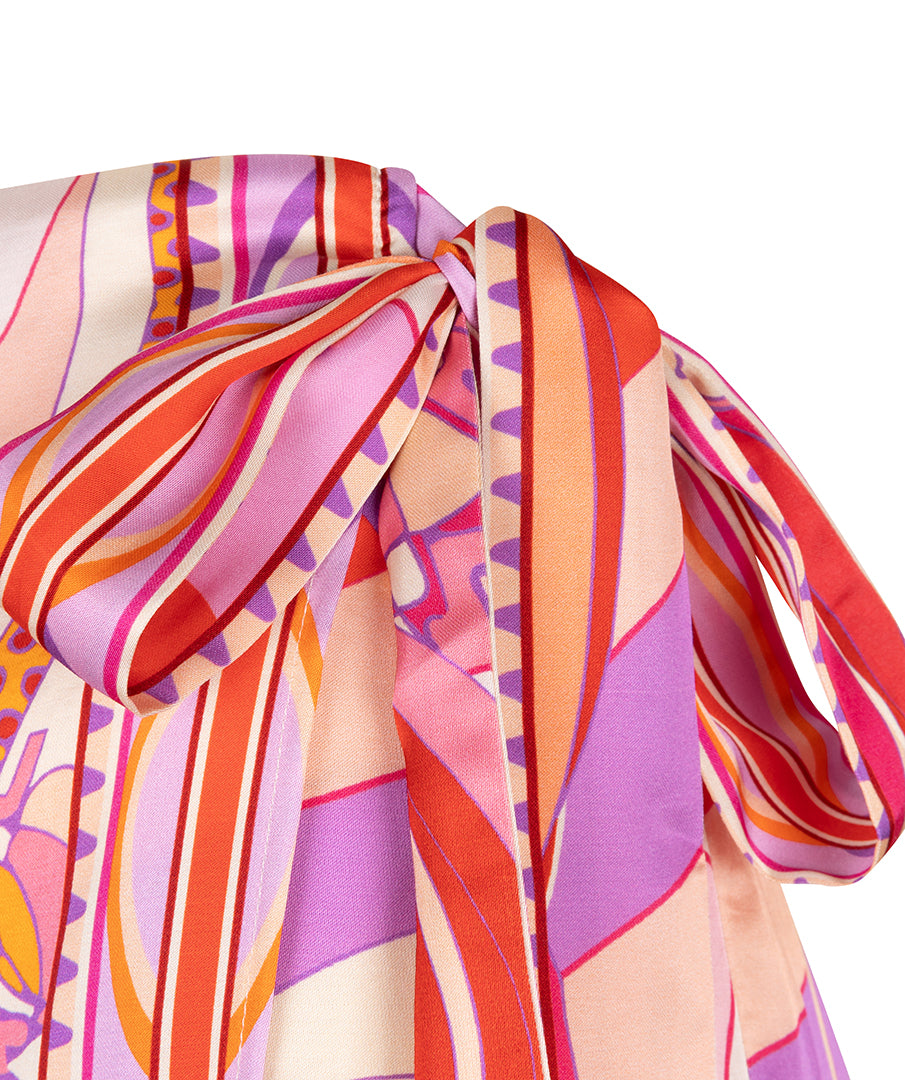 ESQUALO Solara Colorful Print Satin Skort