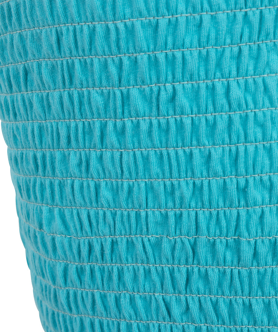 ESQUALO Aqua Smocked Bandeau Top