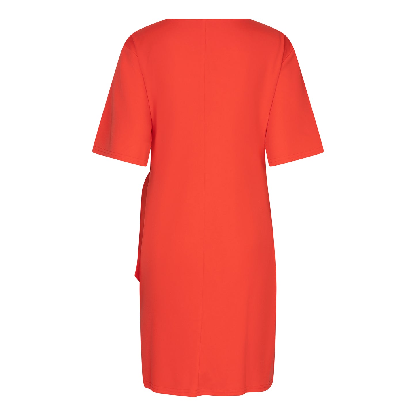 ESQUALO EMILY Draped Red Dress – Knot Detail Short Sleeve Dress