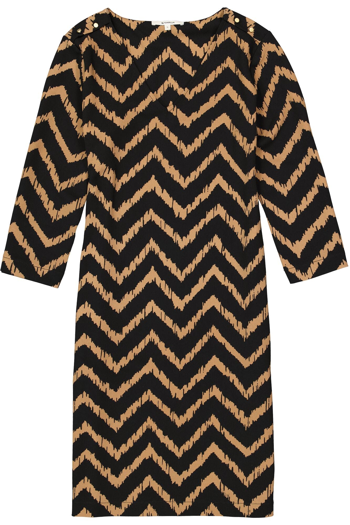 GARCIA Black & Golden Brown Chevron Dress
