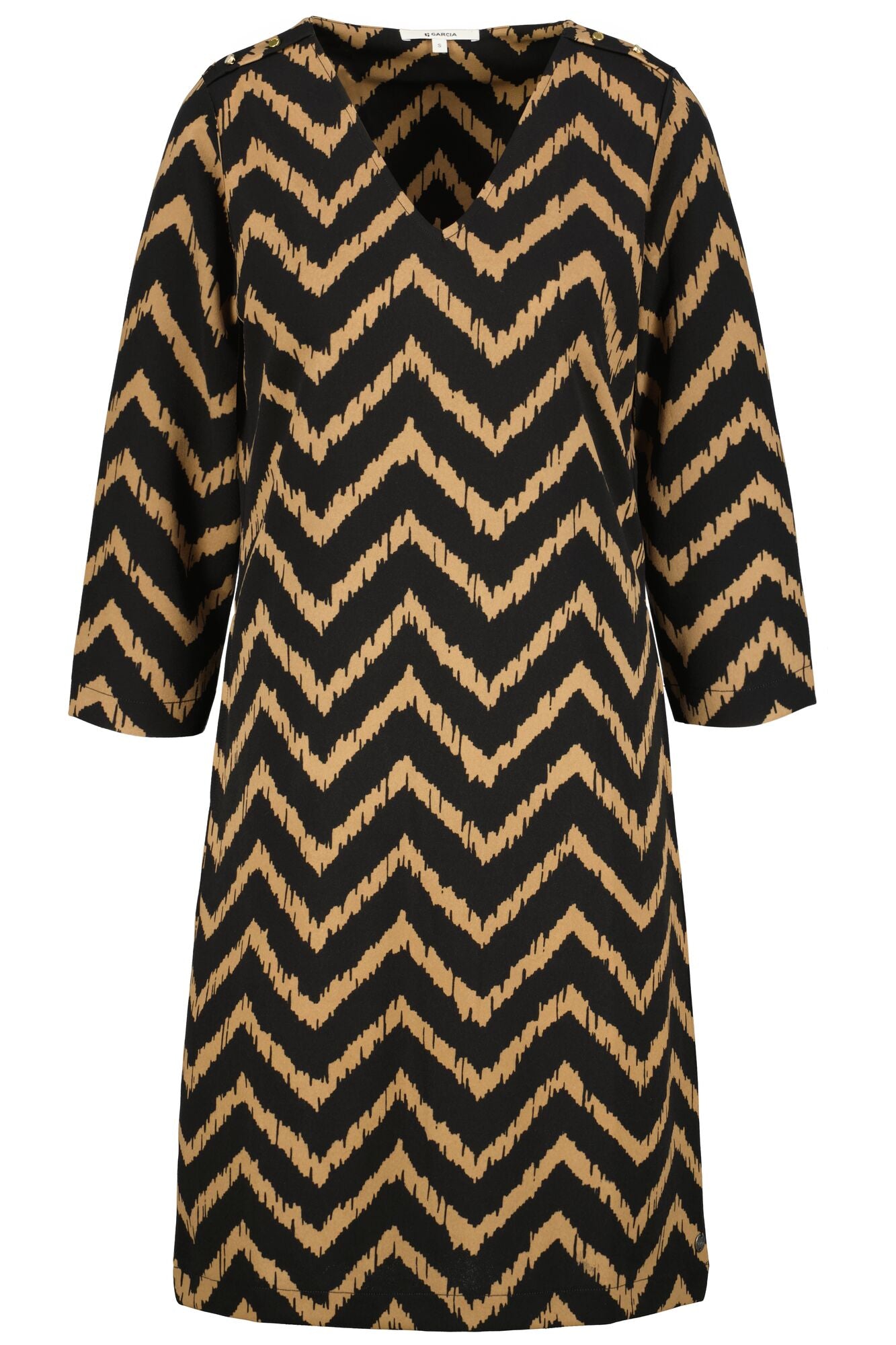 GARCIA Black & Golden Brown Chevron Dress