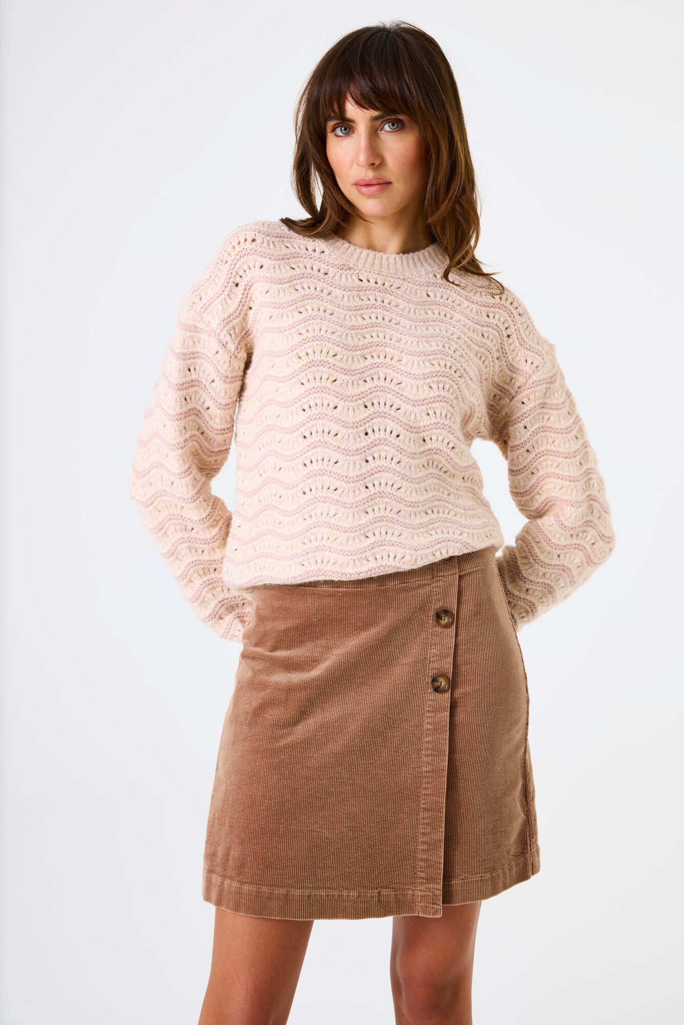 GARCIA TEDDY Tan Corduroy Button Skirt