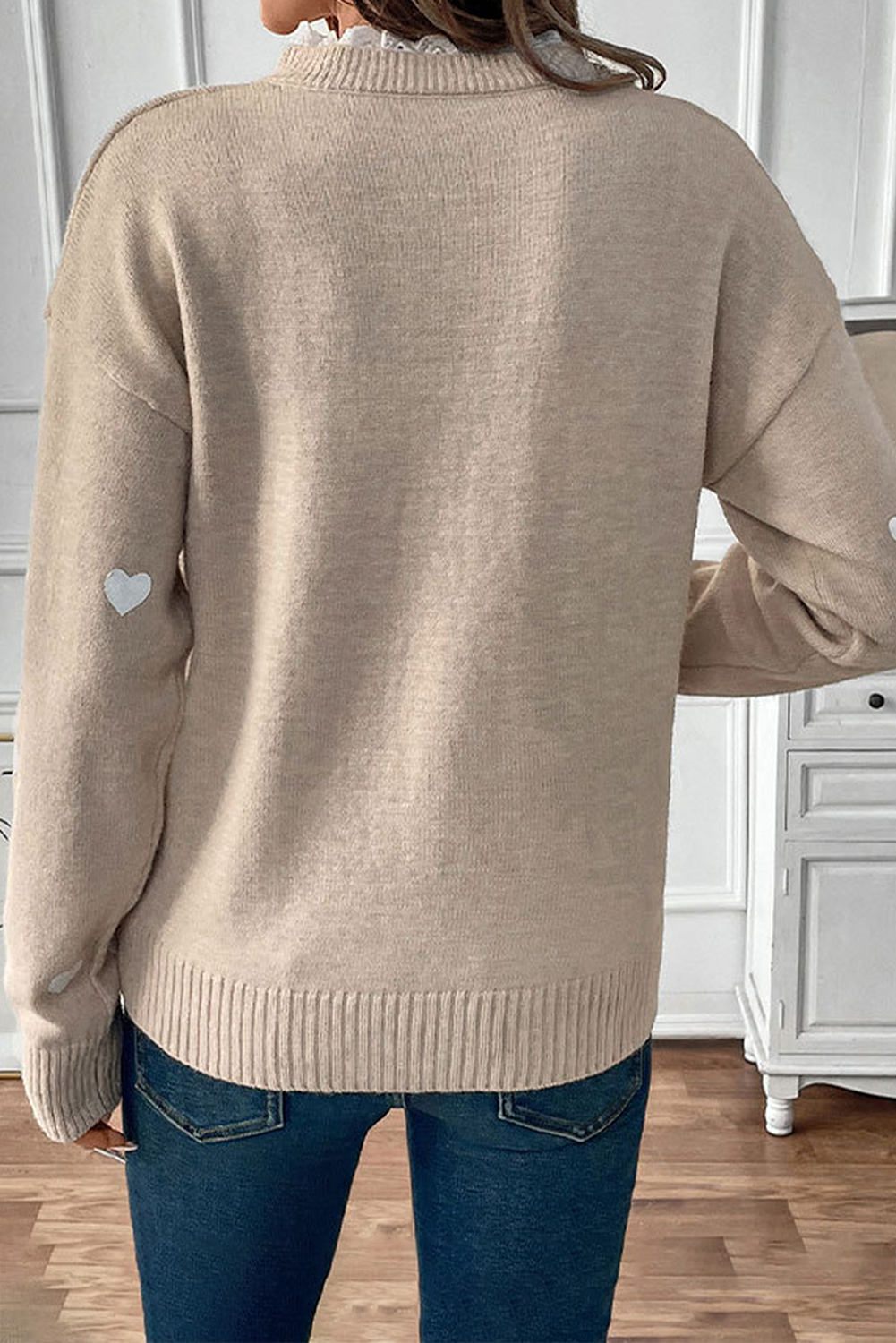 MILLIE OATMEAL HEART PULLLOVER SWEATER KNIT