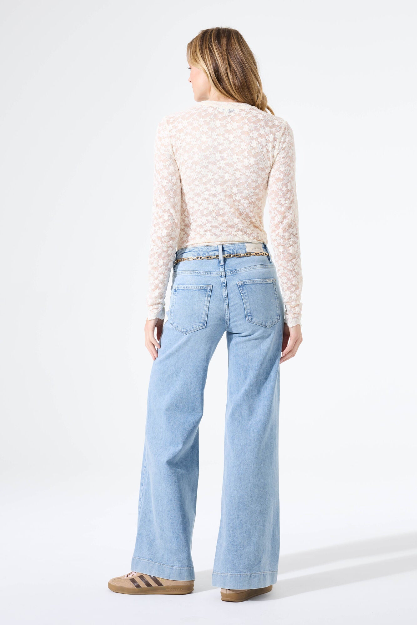 GARCIA Charlotte White Lace Mesh Longsleeve Top