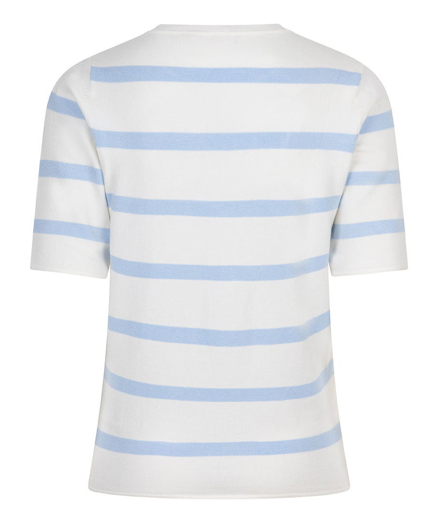 ESQUALO Sky Blue Striped Short Sleeve Knit