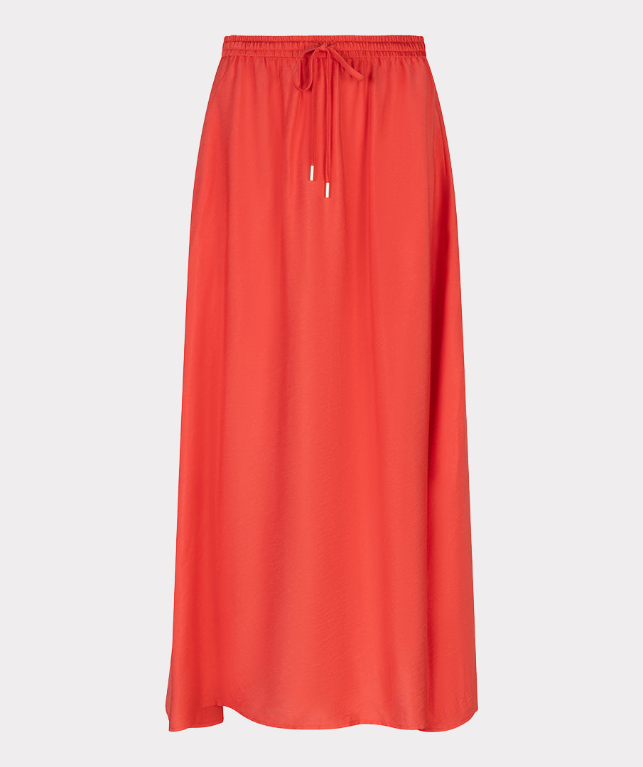 ESQUALO Jane Skirt – Chili Red Tencel-Blend Skirt with Elastic Waist & Drawstring