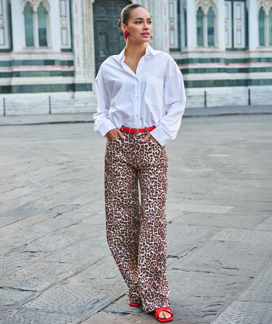 Pantalon en jean à imprimé léopard ESQUALO ASHTON