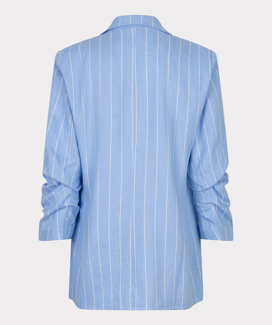 ESQUALO Blue White Striped Linen Blend Blazer