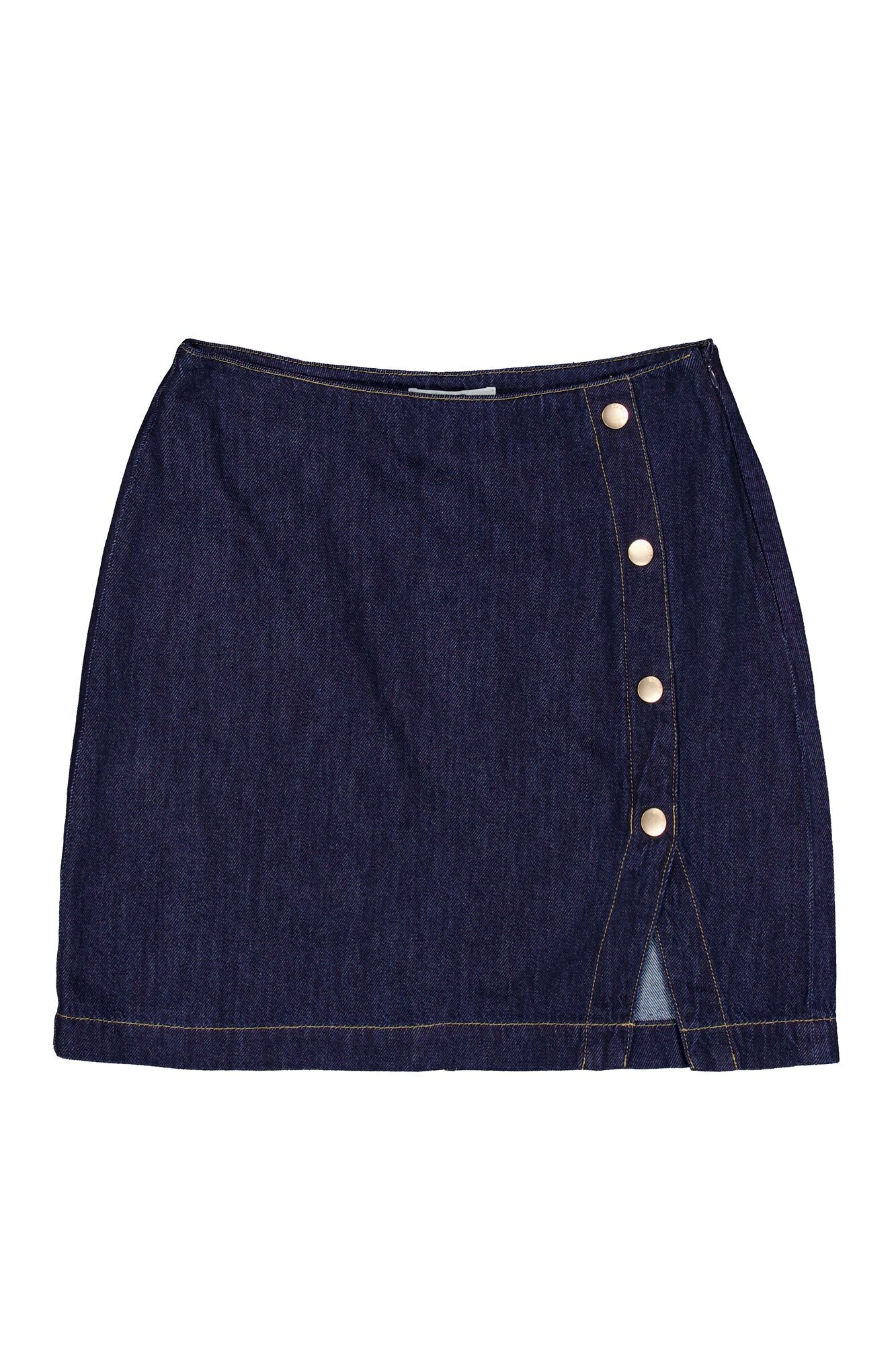 GARCIA DELPHINE Dark Blue Denim Button-Front Mini Skirt