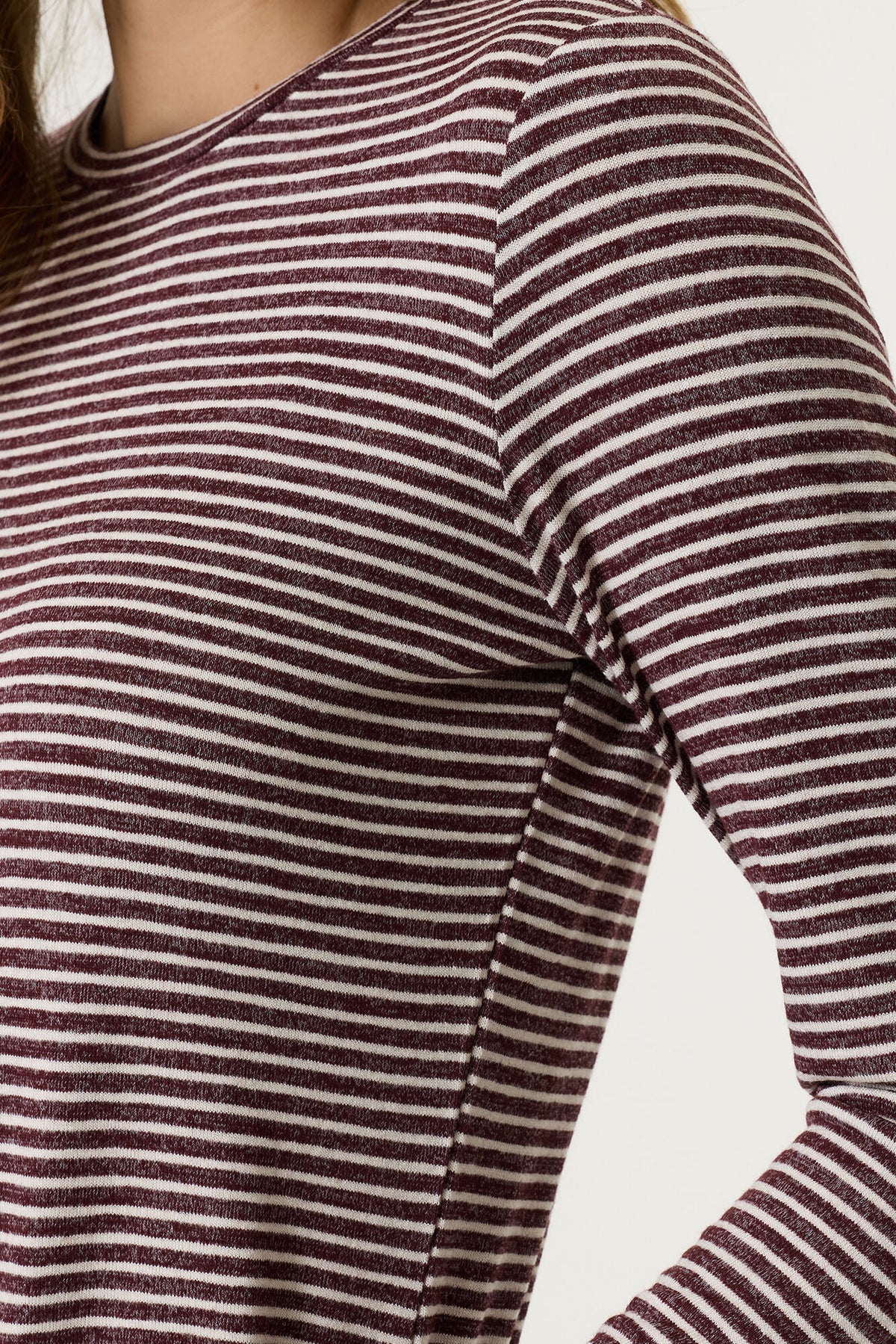 GARCIA LISA Burgundy Red & Cream Striped Long Sleeve Top