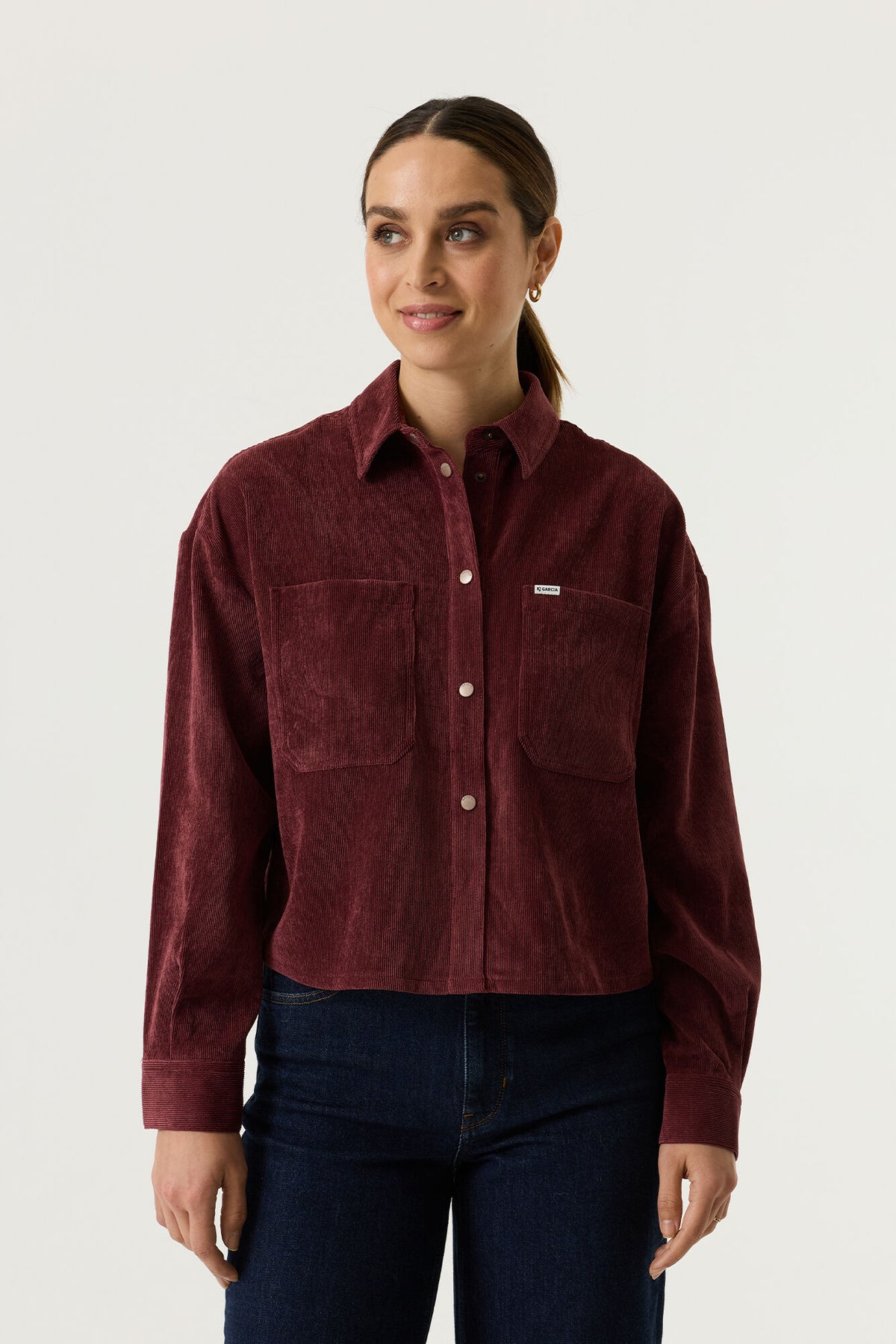 GARCIA ADDISON Bordeaux Burgundy Red Corduroy Shirt Jacket
