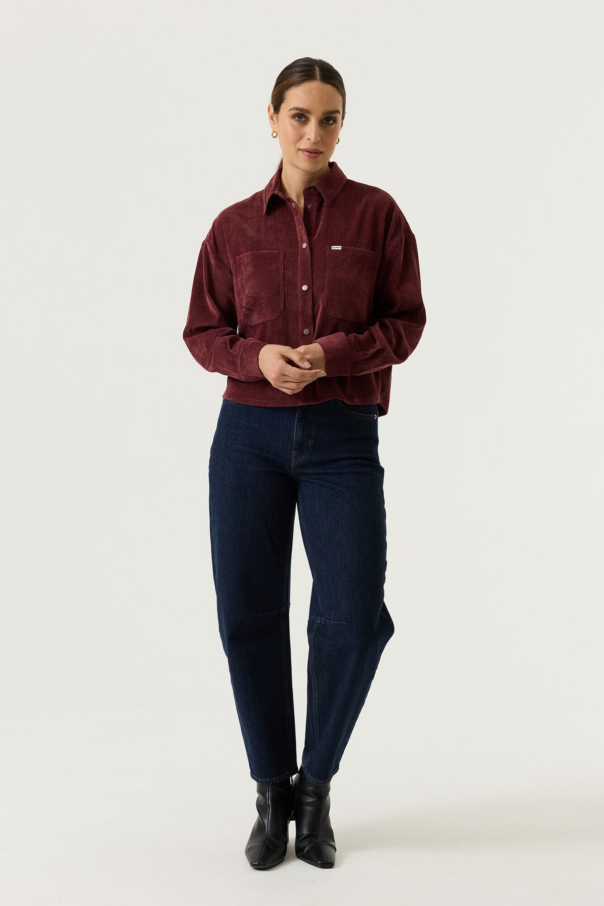 GARCIA ADDISON Bordeaux Burgundy Red Corduroy Shirt Jacket