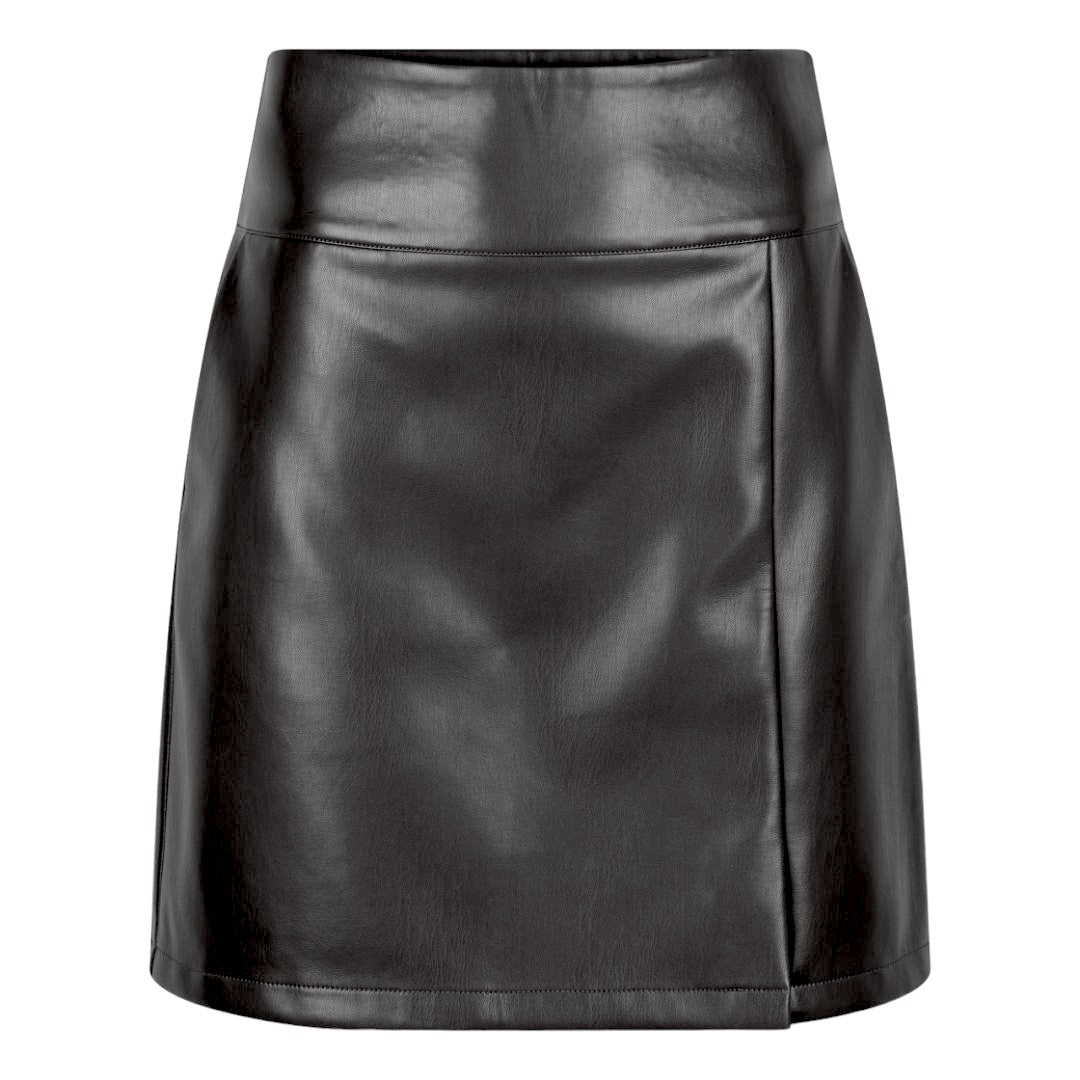 ESQUALO Black Faux Leather Skirt
