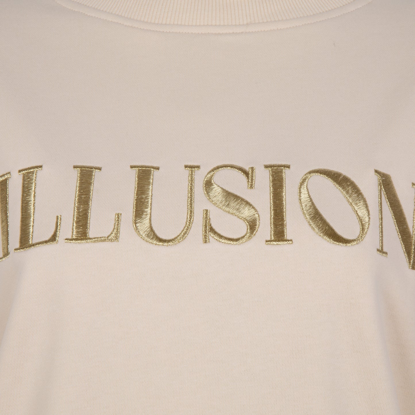 ESQUALO ILLUSION Embroidered Beige & Gold Crewneck Sweater