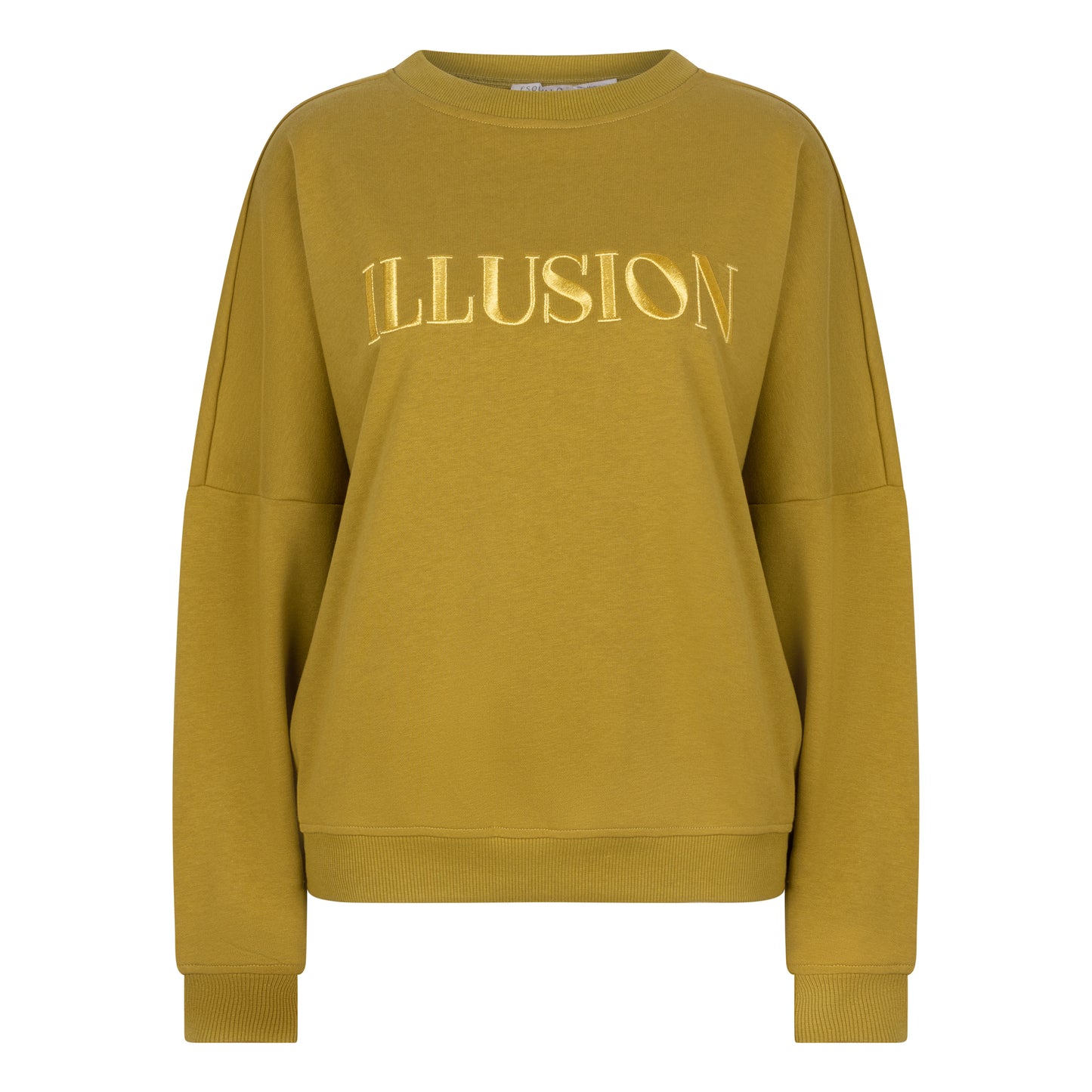ESQUALO ILLUSION Olive & Gold Embroidered Crewneck Sweater